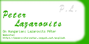 peter lazarovits business card